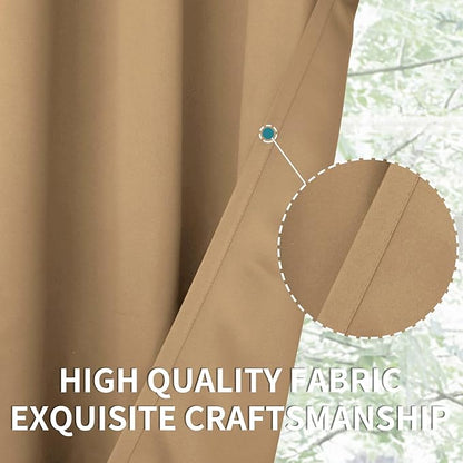 BGment Blackout Curtains for Living Room - Grommet Thermal Insulated Room Darkening Curtains for Bedroom, 2 Panels of 52 x 45 Inch, Khaki