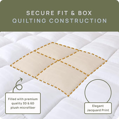 Plush Extra Thick Short Queen Mattress Topper for RV Camper(60x75 Inches), Cooling & Soft Pillow Top Mattress Topper with Cotton Cover, Overfilled Mattress Pad Cover for Firm Mattress