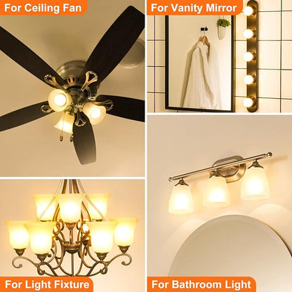 Sailstar A15 Ceiling Fan Light Bulbs, E12 Base, 6Watt (60-Watt Replacement), Soft White 2700K, Non-Dimmable, Candelabra Base LED Light Bulb, 6 Pack