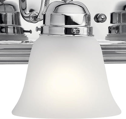 Kichler 30" 4-Light Vanity Bath Light in Chrome, Modern Bathroom Light with Clear Satin Etched Glass, ("30" W x 8" H), 5338CHS