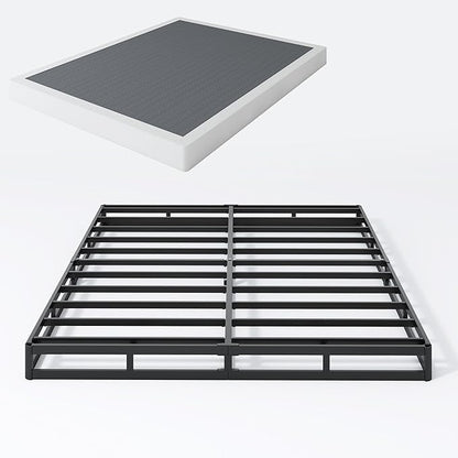 Box Spring California King, 5 Inch Metal Cal King Size Box Spring Basic Bed Base, Mattress Foundation, Black Heavy Duty Metal Structure with Cover