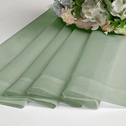Aiyufeng Sage Green Sheer Curtains 90 Inch Length 2 PCS, Rod Pocket Voile Drapes for Bedroom Living Room, Semi Sheer Curtain Panels Window Treatments for Yard/Patio/Villa/Parlor, 42"x 90", Sage Green