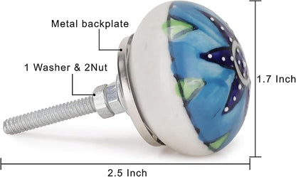 Cabinet Multicolor Assorted Ceramic Drawer Pull Handle Kitchen Cupboard Wardrobe Knob Boho Room Decorative Furniture Hardware Dresser Drawers Knobs-Pack of 6