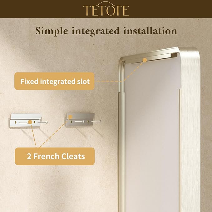 TETOTE Brushed Nickel Bathroom Mirror 48 x 24 Inch Brushed Nickel Metal Framed Bathroom Mirror, Tempered Glass, Modern Farmhouse Wall Mounted Mirror for Decorative(Horizontal/Vertical)