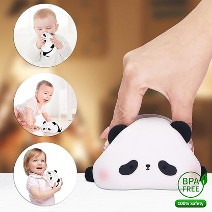 Attivolife Panda Night Light, Cute Animal Squishy Silicone Touch Lamp, Rechargeable Dim Timer LED Nightlight, Feeding Room Bedside Decor, Best Birthday Gifts for Women Girlfriend
