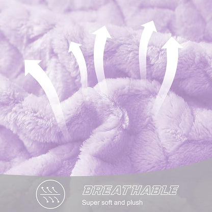 Exclusivo Mezcla Fleece Throw Blanket for Couch, 50x70 Inches Soft Cozy Jacquard Flannel Blankets, Lightweight Fuzzy Plush Warm Throws for Winter, Lilac Purple