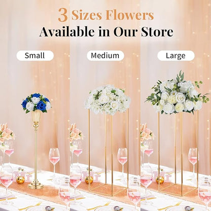 NUPTIO Flower Balls for Wedding Centerpieces - 6 Pcs 9.5 inch Diameter Fake Flower Ball Arrangement Bouquet Party Centerpieces for Tables - Royal Blue Rose Bouquet Centerpiece Flowers for Table