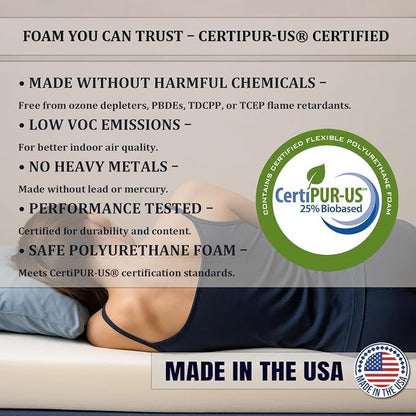 Foamma 2” x 36” x 76” Truck, Camper, RV High-Density Bunk Mattress Foam Replacement, Made in USA, Comfortable, Travel Trailer, CertiPUR-US Certified, Cover Not Included