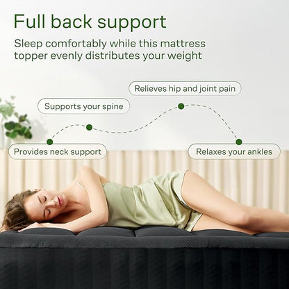 Ultra Soft Full Size Mattress Topper - Viscose Made from Bamboo Pillow Top Mattress Pad for Back Pain Relief - Naturally Cooling for Hot Sleepers, Black