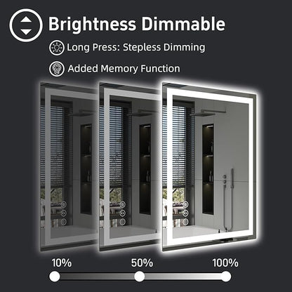 32x32 Inch Lighted Bathroom Mirror for Wall, LED Mirror for Bathroom, Dimmable, Anti-Fog, Lighted Bathroom Vanity Mirror for Wall, ETL Listed, Tempered Glass(Horizontal/Vertical)