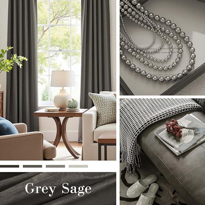 Lazzzy Velvet Blackout Curtains Thermal Insulated Room Window Drapes Super Soft Luxury Curtains for Living Room Bedroom Rod Pocket 2 Panels, Grey, 42" W x 120" L
