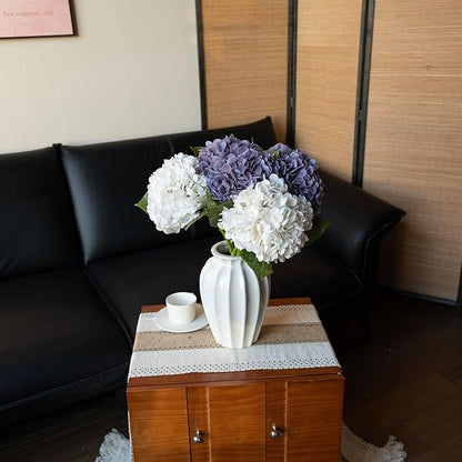 4Pcs 22'' Lifelike Artificial Hydrangea,2 White & 2 Light Purple Large Real Touch Flowers Artificial Flowers Dry Flowers Outdoor Wedding Christmas Office Family Party Living Room Table Deco