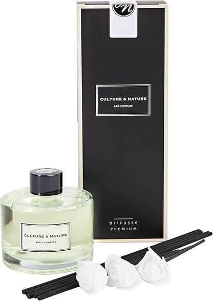 CULTURE & NATURE Reed Diffuser Set 6.7oz (200ml) April Flower Scented Diffuser with Sticks Home Fragrance Reed Diffuser for Bathroom Shelf Decor