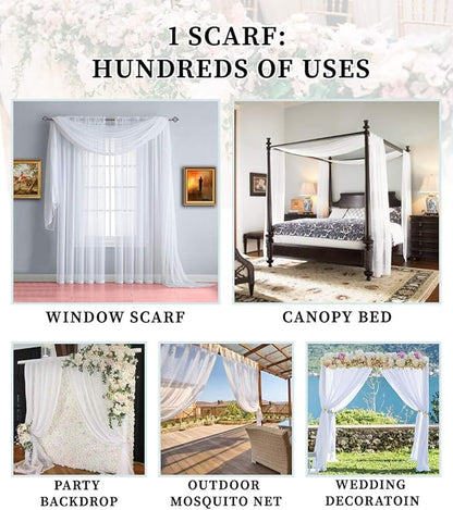 Warm Home Designs 12 Feet Long Sheer Black Window Scarf. These Standard Length Valance Window Scarves are 54 X 144 Inches in Size. Great as Bed Canopy or Wedding Arch Draping Fabric. AM Black 144"