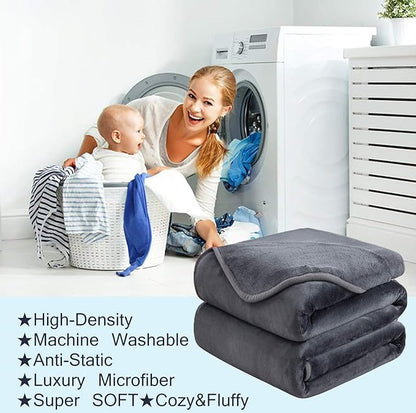 Soft Queen Size Blanket for All Season Warm Fuzzy Microplush Lightweight Thermal Fleece Summer Autumn Fall Winter Spring Blankets for Queen Full Bed Couch Sofa,90x90 Inches,Dark Gray