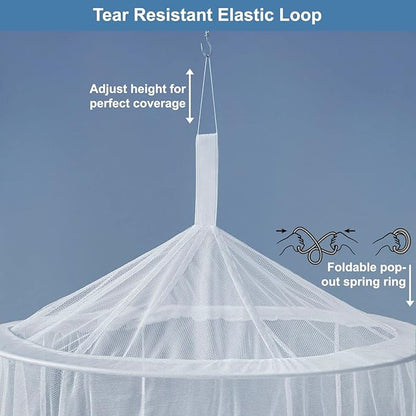 Mosquito Net for Single to King-Sized Beds – 2 Openings or Fully-Enclosed Bed Canopy – Conical Design for Decoration or Travel – Free Bag & Hanging Kit for Easy Setup