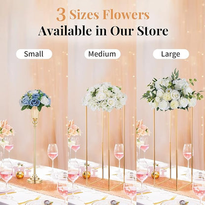 NUPTIO Flower Balls for Wedding Centerpieces - 2 Pcs 9.5 inch Diameter Fake Flower Ball Arrangement Bouquet Party Centerpieces for Tables - Dusty Blue Rose Bouquet Centerpiece Flowers for Table