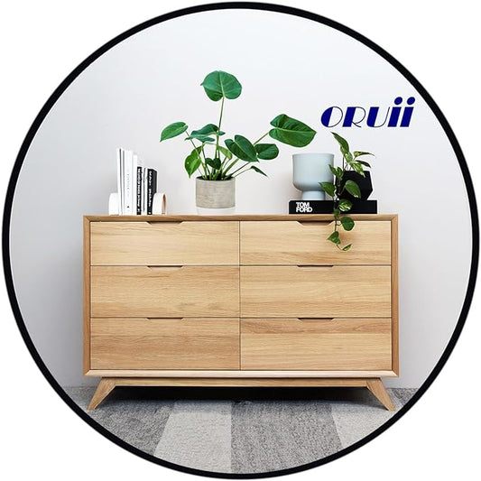 Black Circle Mirror, 20 inch Round Mirror, Black Bathroom Mirror Circular, Round Wall Mirrors for Living Room, Bedroom, Bathroom, Washroom, Rustic, Vanity.