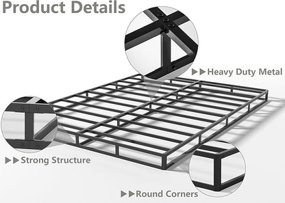 Qingzhou 5 Inch Box Spring Full Size Bed, Heavy Duty 3000 LBS Metal Bed Base with Easy Clean Fabric Cover Easy Assembly Mattress Foundation