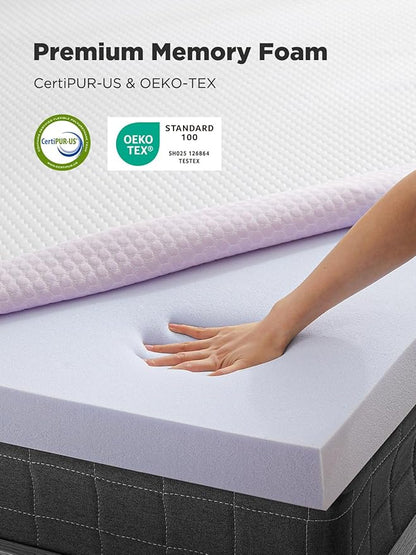 PERLECARE 3 Inch Gel Memory Foam Mattress Topper for Pressure Relief, Premium Soft Topper for Cooling Sleep, Non-Slip Design with Removable & Washable Cover, CertiPUR-US Certified - Full
