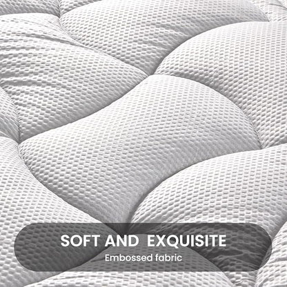 SLEEP ZONE Cooling Twin Mattress Topper for Single Bed, Premium Zoned Quilted Mattress Pad, Fitted Mattress Protector Cover, Machine Wash Durable, Deep Pocket 8-21 inch, Silver Grey, Twin
