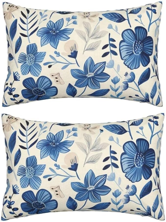 Outdoor Pillows Blue Pillow Covers 20x28 Inch Set of 2 Throw Pillow Covers, Scandinavian Throw Pillows, Lumbar Pillows Cushion Covers Decorative Pillow Covers for Couch Garden Patio Furniture J334