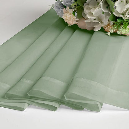 Aiyufeng Voile Sheer Sage Green Curtains - Transparent Light Weight Soft Window Treatment Curtain Panels with Rod Pocket Top for Patio Door/Living Room (W59 x L96, 2 Panels), Sage Green