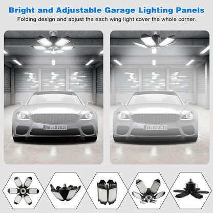 LED Garage Light - 160W Garage Light Bulb 64000LM 6500K Super Bright Garage Lighting w/ 6 Deformable Panels Screw in Shop Lights for Basement Workshop Warehouse Attic - 4Pack