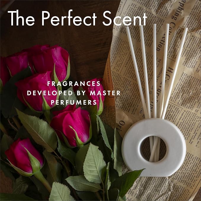 ScentAir Infused Liquidless Reeds | Includes 25 Flameless Reeds and 1 Decorative Vase, White | Essential Oil Aroma Diffuser Sticks | Fresh Spa Scents | Amazon Exclusive | Pure Linen