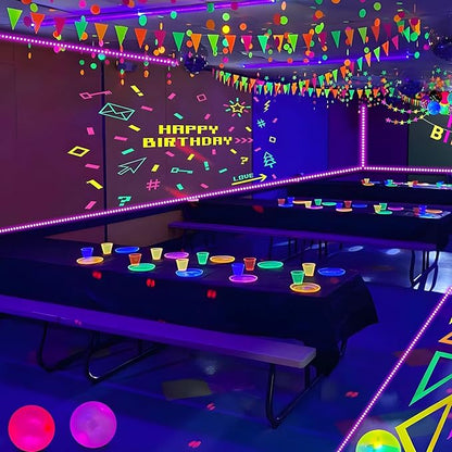 40ft Black Light Strip with Remote, 720 LED Lamp Beads, 12V Flexible Lights for Glow Party, Dimmable, Delay Off, 3 Light Modes, Indoor Fluorescent Party, Stage Lighting