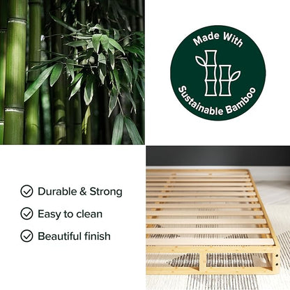 ZINUS Edgar 4 Inch Bamboo Box Spring, Mattress Foundation, Sturdy Bamboo Structure, Low Profile, Easy Assembly, Queen