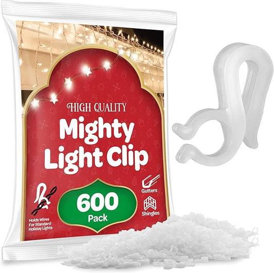 Christmas Light Clips - Set of 600 Mini Clips for Gutters and Shingles - Hanging Outdoor Lights - USA Made - No Tools Required