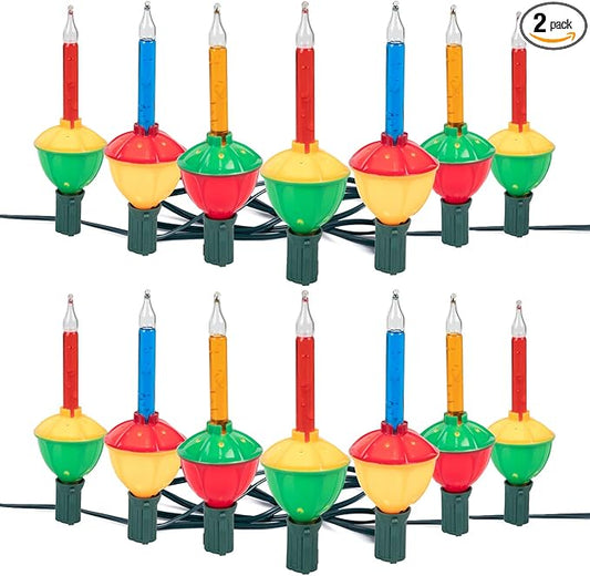 Brightown Multicolor Christmas Bubble Lights with 7 Bulbs, 2 Pack Night Bulbs UL Listed Christmas Tree Lights for Holiday Xmas Celebrations Lighting, Green Wire