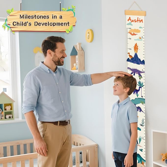 Personalized Name Space Rocket Height Chart for Kids, No-Drill Growth Chart for Wall, Hangable and Removable Growth Chart Ruler, Kids Room Decor & Thoughtful Birthday Gift for Boys and Girls
