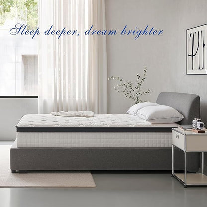 Full Mattress 14 Inch, Hybrid Full Size Mattress in a Box, Medium Feel, 3 Layer Premium Foam with Pocket Springs for Motion Isolation and Pressure Relieving, 75"x54"x14", 100-Night Trial