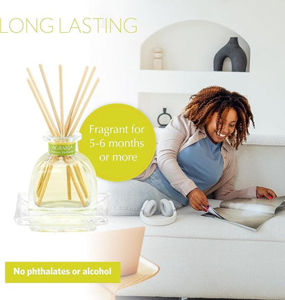 AGRARIA Lemon Verbena Scented PetiteEssence Diffuser, 1.7 Ounces with Reeds and a Flower