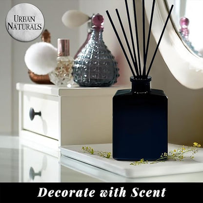 Urban Naturals BlackBerry Vanilla Reed Diffuser Set – Ripe Blackberries, Warm Vanilla & Patchouli – 5 Ounce Sleek Black Rectangular Refillable Glass Bottle – Made in The USA
