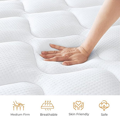 koorlian Twin Mattress 10 Inch, Hybrid Twin Size Mattress in a Box, Twin Bed Mattress with Individual Pocket Springs and Pressure-Relieving Memory Foam, Breathable, Medium Firm Mattress 75"x39"x10"