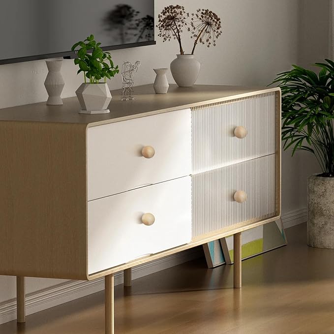 FoDau770 30pcs Unfinished Wood Knobs, Round Ball Cabinet Knobs Vintage Drawer Pulls, Natural Wooden Cabinet Hardware for Furniture Drawer Dresser Wardrobe Cupboard - 1" Diameter