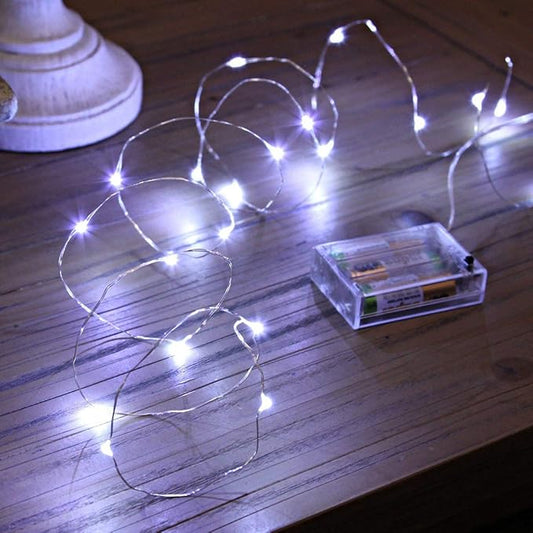 Led Fairy Lights Battery Operated, 1 Pack Mini Battery Powered Copper Wire Starry Fairy Lights for Bedroom, Christmas, Parties, Wedding, Centerpiece, Decoration (5m/16ft Cool White)