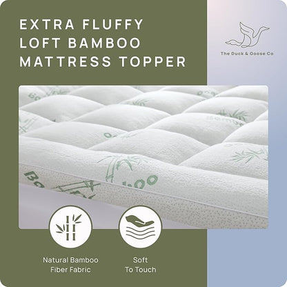 Cooling Mattress Topper - California King Size | Plush Pad Mattress Topper for Back Pain Relief, 8-21" Deep Pocket | Viscose Made from Bamboo Pillow Top | Bedroom Essentials