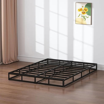 7 Inch Box Spring Full Size Bed Base, 3000 lbs Black Heavy Duty Metal Mattress Foundation with Easy Clean Fabric Cover, No Noise,Easy Assembly