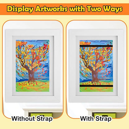 4Pcs Kids Art Frame Changeable 8.5x11 Letter Size Display with Mat Kids Artwork Frame Front Opening Artwork Frames for Kids Art Decorative Art Frames for Kids Art Holds 50-100 Works of Art for Hanging,White