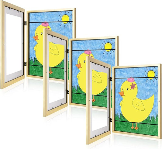[3 Pack] Kids Art Frames, 10x12.5 Front Opening Kids Artwork Frames Changeable, Displays 8.5x11 With Mat and 10x12.5 Without Mat, Holds 50 Pcs, for 3D Picture, Crafts, Children Drawing, Hanging Art, Portfolio Storage