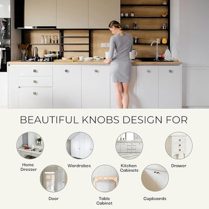 Knobs for Cabinets and Drawers Assorted Black Cupboard Wardrobe Furniture Knob Door Pull Handles for Dresser Kitchen Wardrobes Boho Home Interior Decor -Pack of 12