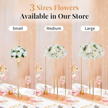 NUPTIO Flower Ball Arrangement Bouquet - 2 Pcs 15.7 inch Diameter White Fake Flowers Roses Balls for Centerpieces Tables - Artificial Rose Arrangements for Wedding Centerpiece Table Decorations
