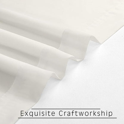 OWENIE Ivory Sheer Valance for Kitchen Windows Set of 2, Small Modern Rod Pocket Voile Valance Curtain Window Treatment Decor for Living Room Bathroom Cafe Laundry Basement, 42" W x 14" L