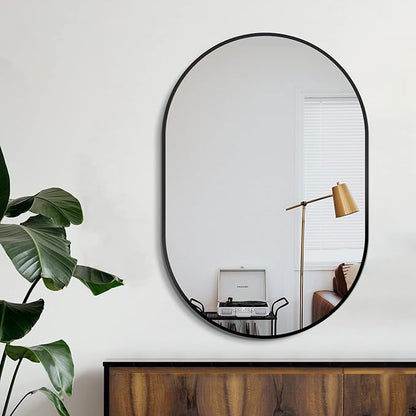 Bathroom Mirror for Wall,36''x24'',Black Oval Mirror for Bedroom Entryway Bathroom, Metal Framed Vanity Mirror(36''x24'',Black)