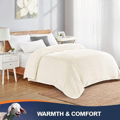 Walensee Fleece Blanket Plush Throw Fuzzy Lightweight (XL-Twin Size 66x90 Cream) Super Soft Microfiber Flannel Blankets for Couch, Bed, Sofa Ultra Luxurious Warm and Cozy for All Seasons