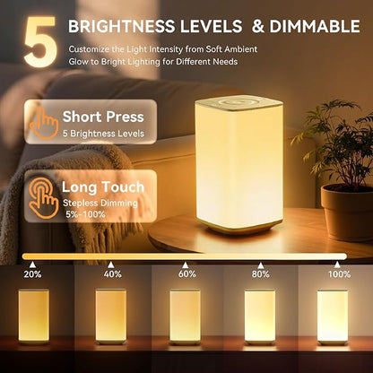 Auxmir Nursery Night Light for Kids, Touch Dimmable Night Lamp with 256 RGB Color Changing for Baby Adult, Breastfeeding, Sleep Aid, 4000mAh Rechargeable Bedside Table Lamp with Timer, Soft Eye Caring